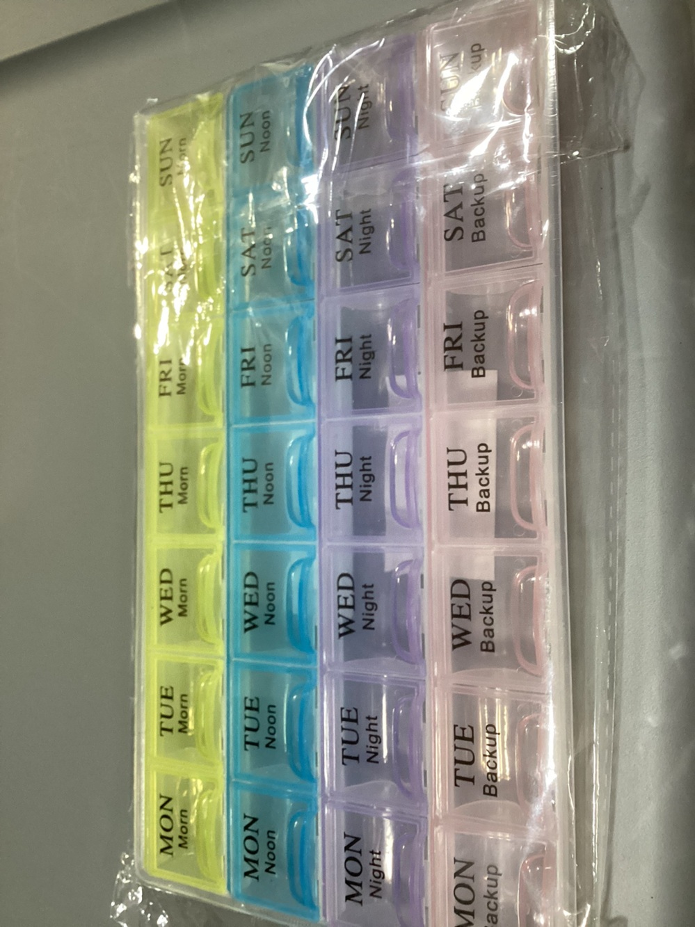 Weekly 7-Day Stackable Pill Organizer - Pastel Yellow, Blue, Purple, Pink.  New